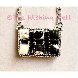 White Buffalo Turquoise Cluster Sterling Necklace18-20”